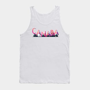 Canada Landmarks Watercolor police - Pink lettering Tank Top